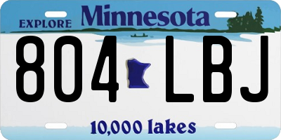 MN license plate 804LBJ
