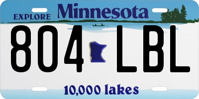 MN license plate 804LBL