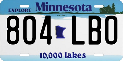 MN license plate 804LBO