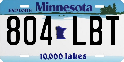 MN license plate 804LBT