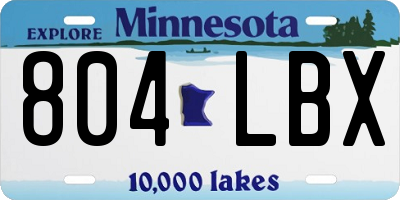 MN license plate 804LBX