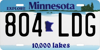 MN license plate 804LDG