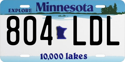 MN license plate 804LDL