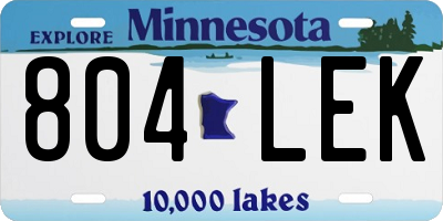 MN license plate 804LEK
