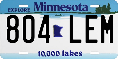 MN license plate 804LEM