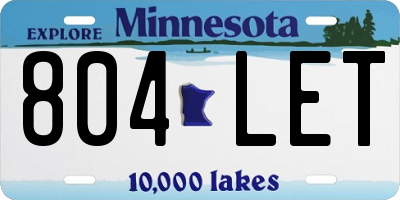 MN license plate 804LET