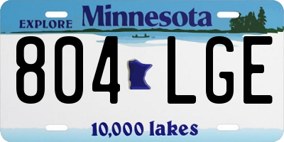 MN license plate 804LGE