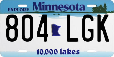 MN license plate 804LGK