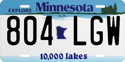 MN license plate 804LGW
