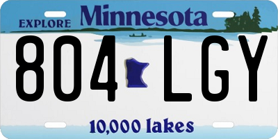 MN license plate 804LGY