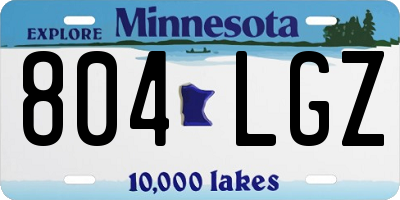 MN license plate 804LGZ