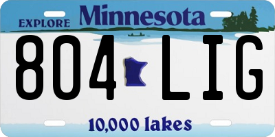 MN license plate 804LIG
