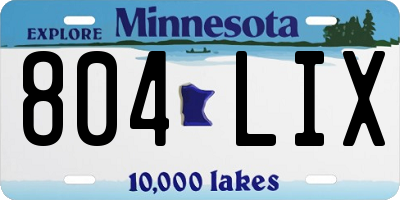 MN license plate 804LIX