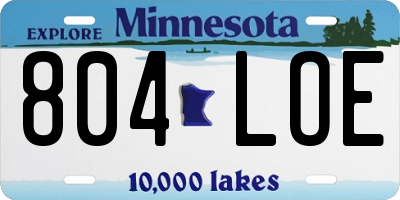 MN license plate 804LOE
