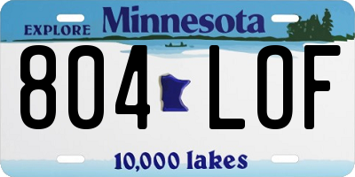 MN license plate 804LOF