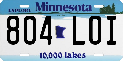 MN license plate 804LOI