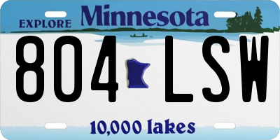 MN license plate 804LSW
