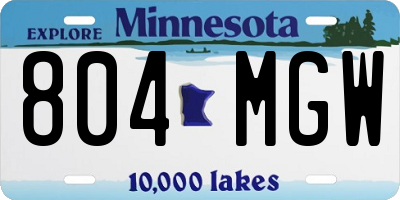 MN license plate 804MGW