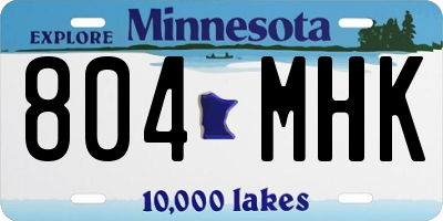 MN license plate 804MHK