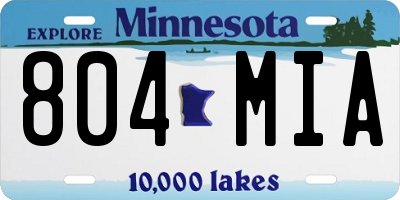 MN license plate 804MIA