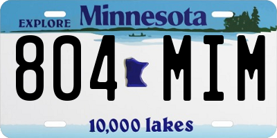 MN license plate 804MIM