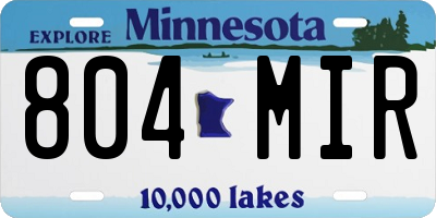 MN license plate 804MIR