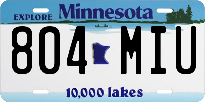 MN license plate 804MIU