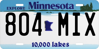 MN license plate 804MIX