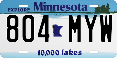 MN license plate 804MYW