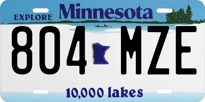 MN license plate 804MZE