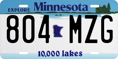 MN license plate 804MZG