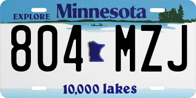 MN license plate 804MZJ