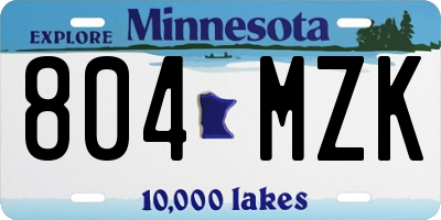 MN license plate 804MZK