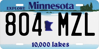 MN license plate 804MZL