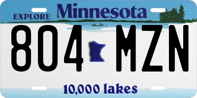 MN license plate 804MZN