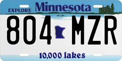 MN license plate 804MZR