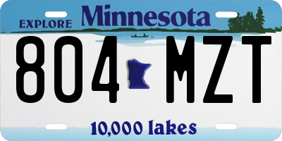 MN license plate 804MZT