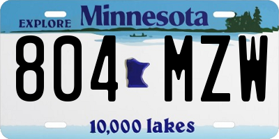 MN license plate 804MZW
