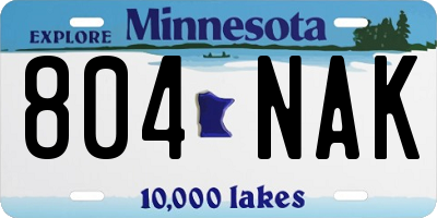 MN license plate 804NAK