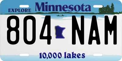 MN license plate 804NAM