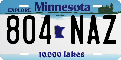 MN license plate 804NAZ