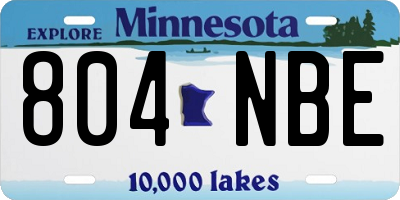 MN license plate 804NBE