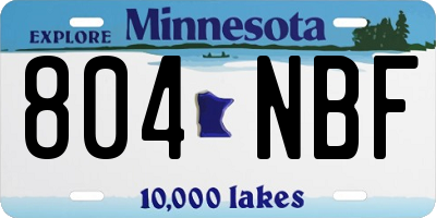 MN license plate 804NBF