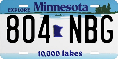 MN license plate 804NBG