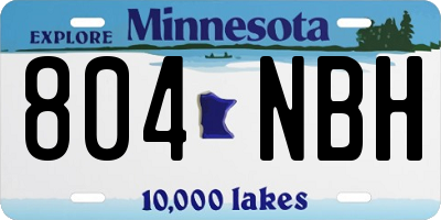 MN license plate 804NBH
