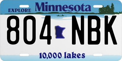 MN license plate 804NBK