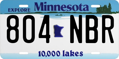 MN license plate 804NBR