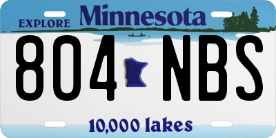 MN license plate 804NBS