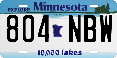MN license plate 804NBW