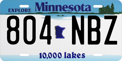 MN license plate 804NBZ